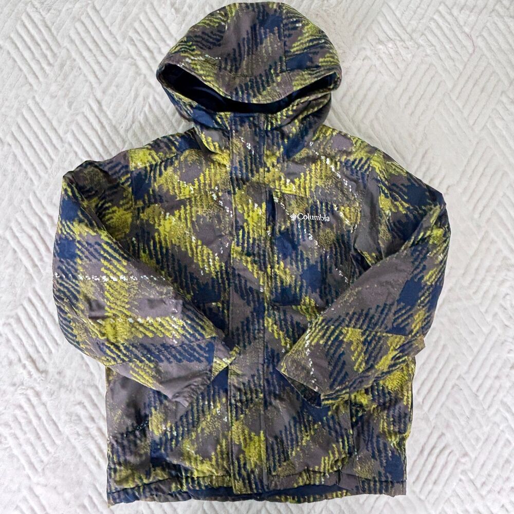 Columbia Boys Size 8 Abstract Forest Print Waterproof Hooded Winter Jacket Coat